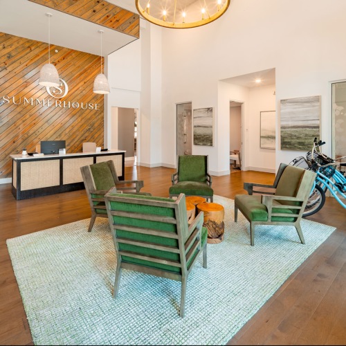 lobby with concierge desk and bicycles